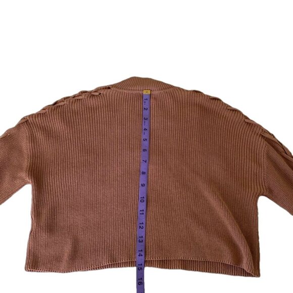 Aritzia Wilfred Size XS Cropped Mock Neck Sweater with Lace Up Arm Detail - Picture 6 of 10